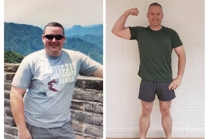 Before and after image for gym member, showing the transformation to a healthier and fitter person.