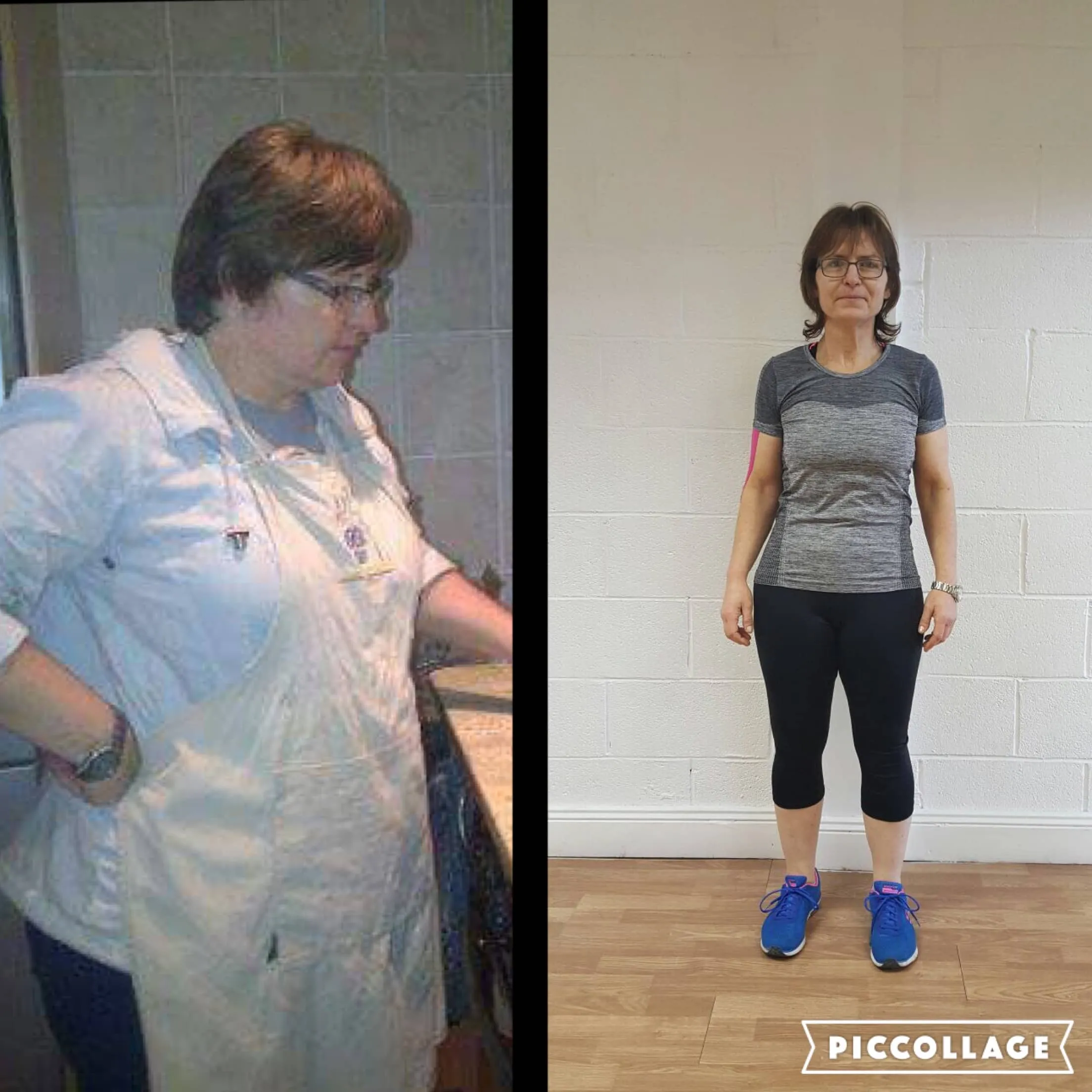 Before and after image for gym member, showing the transformation to a healthier and fitter person.