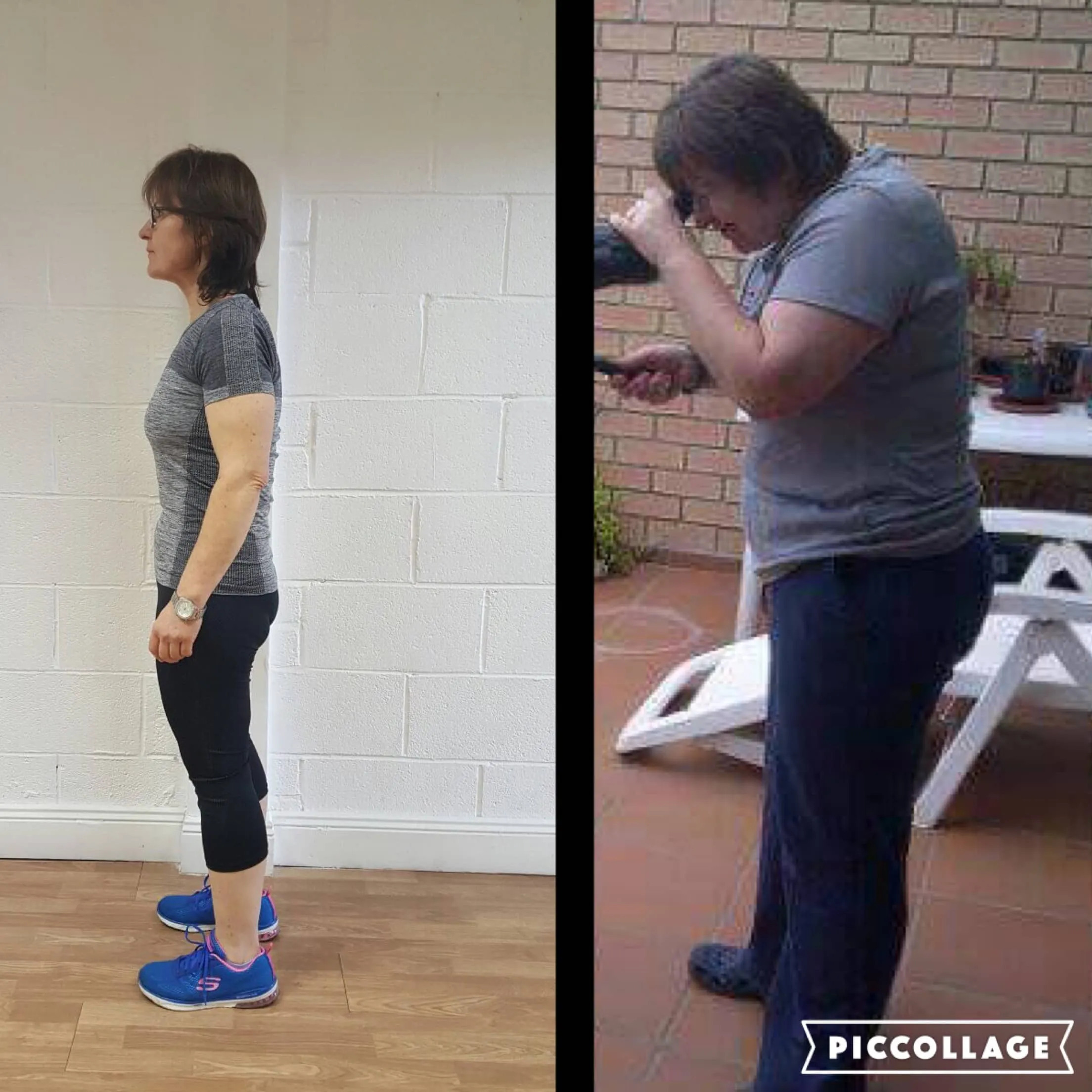 Before and after image for gym member, showing the transformation to a healthier and fitter person.